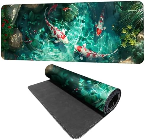 Koi Fish Mouse Pad XXL – Large Japanese Pond Desk Mat with Water Reflection, Extended Non-Slip Gaming Mousepad for Office, Home, Laptop, Workstation, 31.5 x 11.8 in by THISFIND