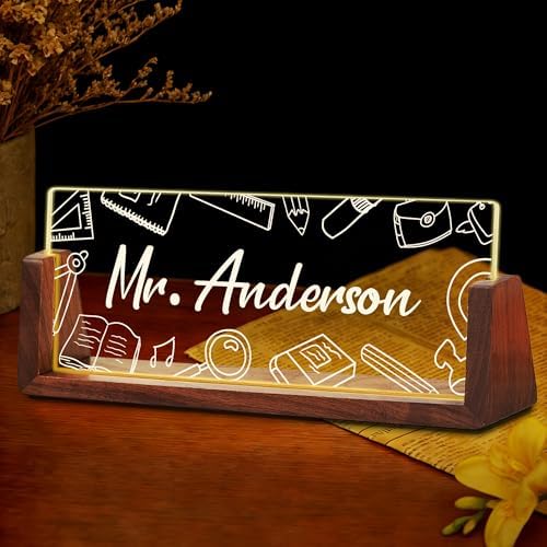 Ship Next Day Custom Name Plate for Desk, Acrylic Office Desk Accessories by Unknown