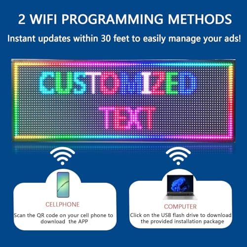 HS Programmable Scrolling Led sign Outdoor Digital Open Neon P10 39''x14'' - Image 3