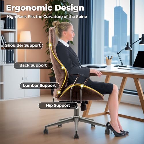 ovios Ergonomic Office Chair, High-Back Faux Suede Computer Executive Chair - Image 4