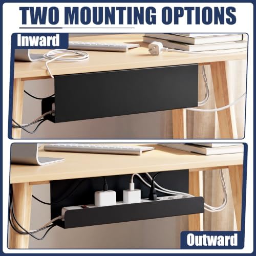 2 Pack Under Desk Cable Management Tray,Hold 11 lbs, 16 x 5 x 3 Inch, Black - Image 5