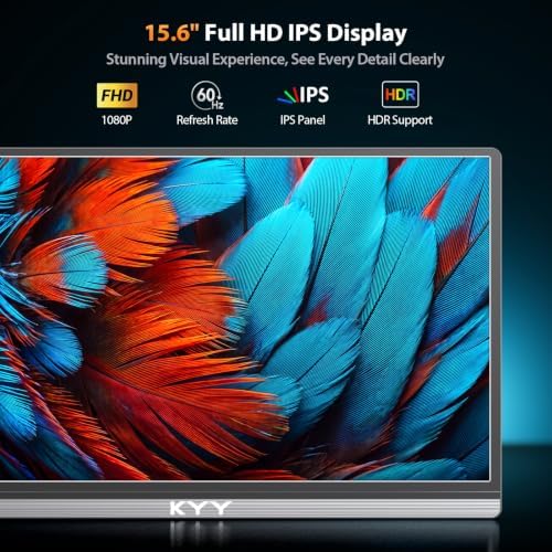 KYY Portable Monitor 15.6" 1080P Computer Monitor Screen Extender w/Cover - Image 3
