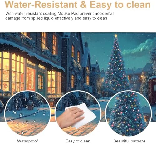 Large Extended Gaming Mouse Pad - Winter Christmas Night Scene, Soft Fabric Desk Mat with Non-Slip Rubber Base, Extra Long Mousepad for Gaming, Office, Keyboard & Mouse, 35.43 x 15.75 in - Image 2