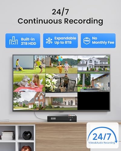 ZOSI 8CH 4K PoE Security Camera System, 4X 8MP Audio Metal Cams, 2TB HDD - Image 6