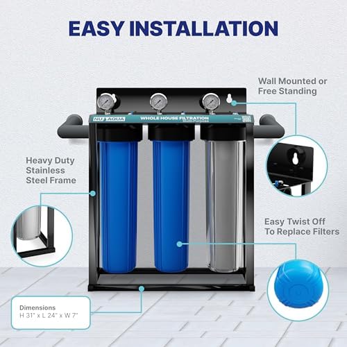 NU Aqua 3-Stage Main Line Whole House Water Filter System - 20" x 4.5" - Image 5