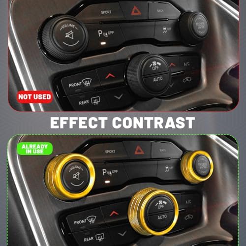 3PCS Air Conditioner Switch Button Knob Cover, Aluminum Alloy Knob Ring Trim Cover, Climate Control Knob Covers, Auto Accessories Compatible with Most Vehicles (Gold) - Image 3