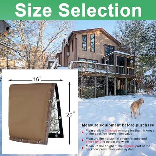 Backflow Preventer Insulated Cover (5˚F) Thick 6-Layer Fabric Pipe Insulation Cover (UV Coated) Winter Freeze Protection,for Water Well Pump Covers and Sprinkler Valve Covers (16" W X 20" H) - Image 4