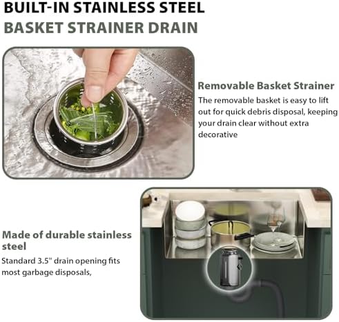 Mocoloo 30 Inch Undermount Kitchen Sink - 30" x 16" T304 Stainless Steel Handmade Single Bowl Round Corner Under Counter 9" Deep Basin - Image 7