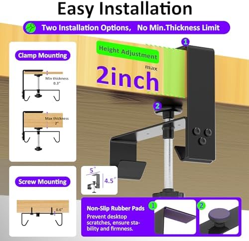 Under Desk Cable Management Tray - Under Desk Cord Management - Clamp/Screw Mount - Fabric Wire Management - Cable Raceways Tray Cord Hiders for Office/Home (Black, 28.6×5.6") - Image 3