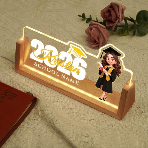 Custom Light Up Name Plate for Desk, Desk Name Plate Personalized with Logo, Employee Appreciation Gift, Personalized Office Gifts for Boss Coworkers Teacher, Office Decor for Women Men (Graduation style for girls) - Image 7