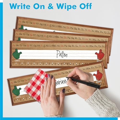 40 PCS Desk Name Tags, Waterproof Desk Nameplates with Alphabet, Number Line 1-30 Erasable and Reusable Traditional Manuscript Name Plate for Classroom School Student (12” x 3.5”) - Image 6