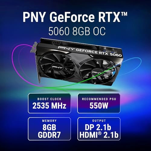 PNY NVIDIA GeForce RTX™ 5060 OC Dual-Fan Graphics Card - Image 2