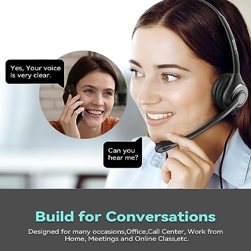 Wantek USB Computer Headset with Microphone for Laptop PC,3.5mm Wired Stereo Call Center Headset with Microphone Noise Cancelling, Corded Desktop Headphones with Mic & Mute - Image 4