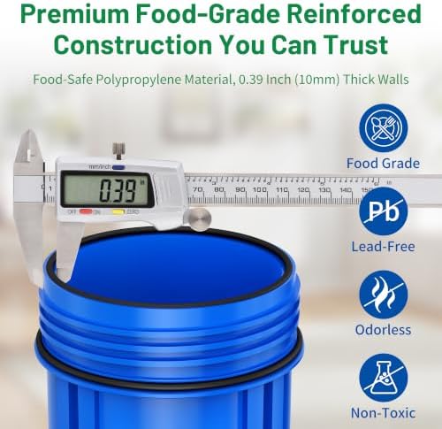 Whole House 20"x4.5" Blue PP Sediment Pre-Filter Housing with Drain Valve - Image 4