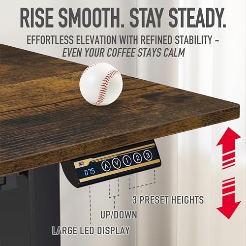 SHW 55 x 28 Electric Height Adjustable Standing Desk w/Drawer,Rustic Brown - Image 7