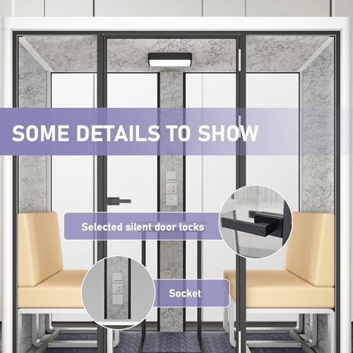 Outdoor Office Pod Booth with Audio Privacy - Smart Sound Booth with White Modern Style,Soundproof Room with Light,Ventilation,Socket for Small Studio,Live Streaming Room(82.67IN) - Image 6