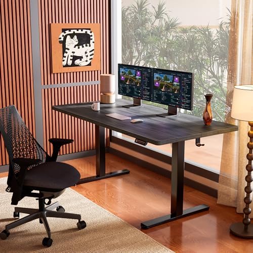 ErGear Height Adjustable Electric Standing Desk, 63 x 28 Inches Sit Stand up Desk, Memory Computer Home Office Desk, Grey - Image 2