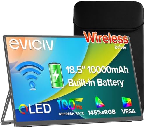 EVICIV 18.5" 100Hz Wireless Portable Monitor with 10000mAh Battery (2-3H) by EVICIV