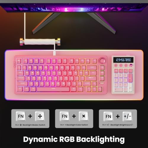 RK ROYAL KLUDGE M20 Wireless Number Pad, Mechanical Numpad with LCD Display, PC Numpad & Calculator Modes, Programmable Numeric Keypad, Bluetooth/2.4G/Wired, RGB Hot-Swappable for Win/Mac - Image 6