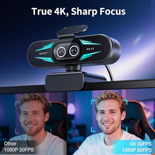 EMEET C60E Dual 4K Webcam for Streaming with Tripod, Wide-Angle & Telephoto - Image 4