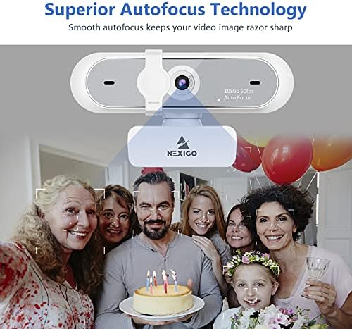 NexiGo N660P (Gen 2) 1080P 60FPS Webcam with Software Control, Dual Microphone & Cover, Autofocus, HD USB Computer Web Camera, for OBS/Zoom/Skype/FaceTime/Teams/Twitch, White - Image 4