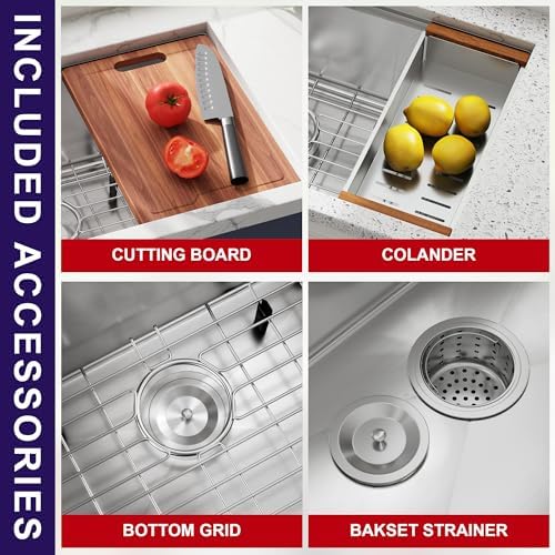 30 Inch Undermount Workstation Handmade Single Bowl Kitchen Sink - Image 5