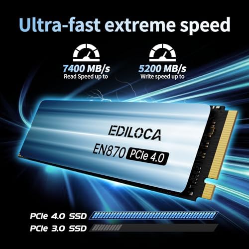 Ediloca 1TB SSD NVMe M.2 2280 PCIe Gen4 x4 Internal Solid State Drive, 1TB NVME SSD Read Speed up to 7400MB/s, Dynamic SLC Cache, Compatible with PS5, Gaming PC, and Laptop(EN870) - Image 2