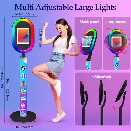 Portable Photo Booth for iPad 10.2" 10.5" 10.9" 11" 12.9" 13" Photobooth Machine Metal Shell Selfie Station RGB Ring Light Custom Logo for Parties Wedding Rental - Image 6