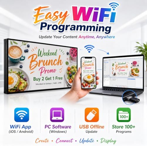 P5 Outdoor LED Sign 65" x 34", IP65 Waterproof Programmable Full Color Digital Display with WiFi & USB Control, High-Resolution Scrolling Text Image Video LED Advertising Board for Business - Image 3