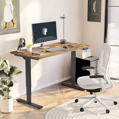 Stand Up Desk 3 Stages Dual Motor Electric Standing Desk 48x30 Inch Whole-Piece Board Height Adjustable Desk Electric Sit Stand Desk(Black Frame + Special Walnut Desktop, 2 Packages) - Image 2