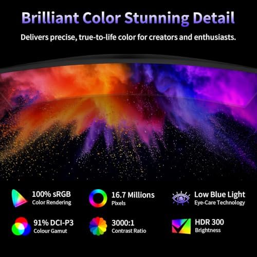 Deco Gear 49 Inch Curved Monitor, 5K2K Ultrawide WDQHD Screen 5120×1440, R1500, HDR400, 120Hz, 32:9 VA Panel, USB-C 65W PD, Adaptive Sync, PBP/PIP, KVM Switch, Built-in Speakers & Ergonomic Stand - Image 3