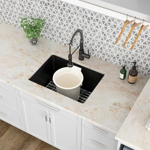 Kichae 12 Deep Undermount Laundry Sink Black 24x18 Granite Composite Quartz - Image 4