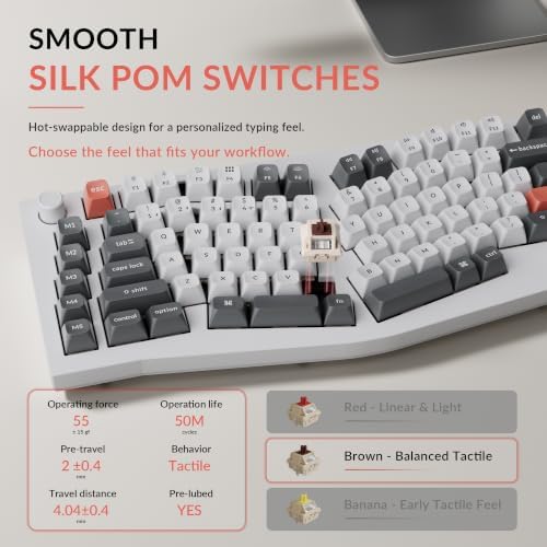 Keychron Q13 Ultra 8K Wireless Mechanical Keyboard, 96% Alice Ergonomic Layout with Numpad, Full Aluminum Custom Keyboard, ZMK, 660H Battery, Hot-Swappable Silk POM Switch, RGB, White - Image 6