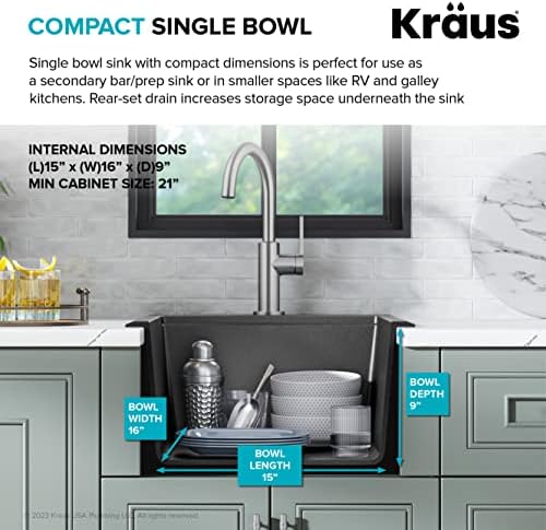 KRAUS Bellucci 18-inch Granite Workstation Drop In Top Mount Single Bowl Kitchen Sink in Metallic Black with Accessories, KGTW12-18MBL - Image 6
