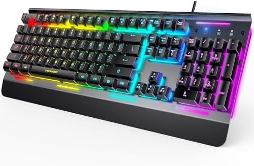 TECKNET Wired Gaming Keyboard, RGB Backlit Keyboard with Metal Panel Design by Tecknet