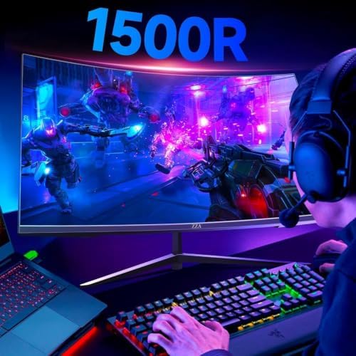 ZZA 32-Inch Curved Gaming Monitor, 2K QHD (2560x1440), 165Hz, 1500R, VA Panel, 1ms MPRT, HDR10, Frameless Design, HDMI x2, DisplayPort, VESA Compatible, PC Console Gaming - Image 6