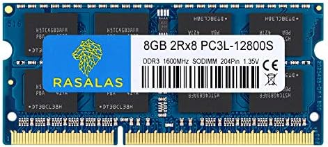Rasalas 8GB PC3L-12800S ddr3l-1600 sodimm 1600mhz Laptop RAM DDR3L 1600 2Rx8 8gb ddr3 Laptop 12800s pc3 1.35V 204-Pin CL11 Dual Rank Ram by Rasalas