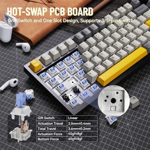ATTACK SHARK X820 Ultra Wireless Mechanical Keyboard with TFT Smart Display&Knob,75% Bluetooth/2.4GHz/USB-C Wired Gaming Keyboard,Gasket-Mounted Linear Switch with Coiled Cable,for Win/Mac-Gray - Image 4