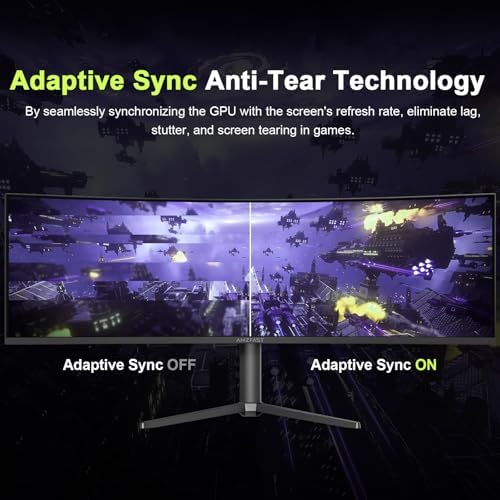Amzfast 49 Inch Curved Monitor 120Hz DQHD (5120x1440) Ultrawide Gaming Monitor, 120% sRGB, 1500R, 1ms MPRT, HDR, Adaptive Sync, PIP/PBP, Height Adjustable, HDMI 2.0/DP 1.4, VESA 75x75, AMZG49C7U - Image 4