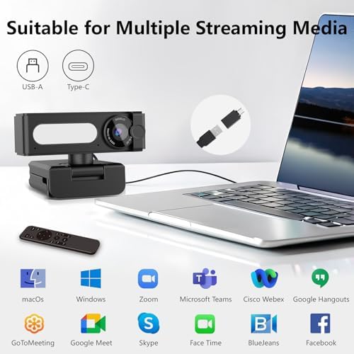 4K Webcam with Dual AI Noise-Cancelling Mics Autofocus, Auto Light Correction,120° FOV,Privacy Cover,Plug and Play Computer Camera for Microsoft Teams/Zoom/Google Voice/Skype/Facetime/YouTube,Black - Image 7
