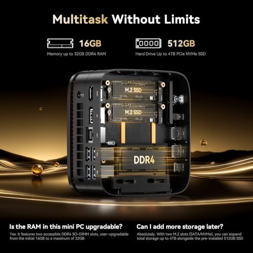 KAMRUI Pinova P1 Mini PC AMD Ryzen R2544 Mini Computers 16GB RAM 512GB SSD - Image 2