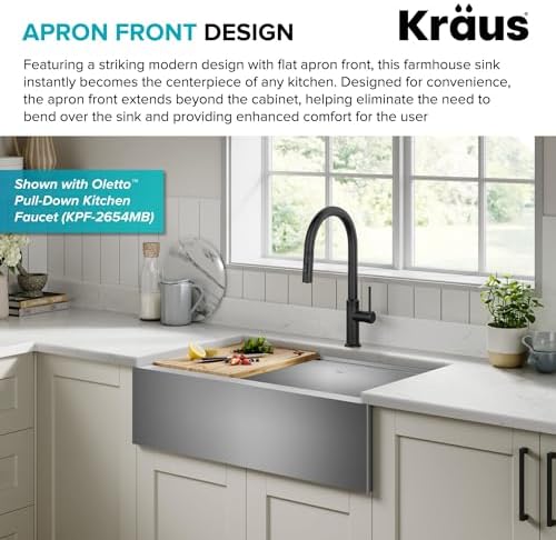 Kraus Kore 33-Inch Farmhouse Workstation with In Sink Dish Drying Rack, Stainless Steel Kitchen Sink, KWF410-33 - Image 6