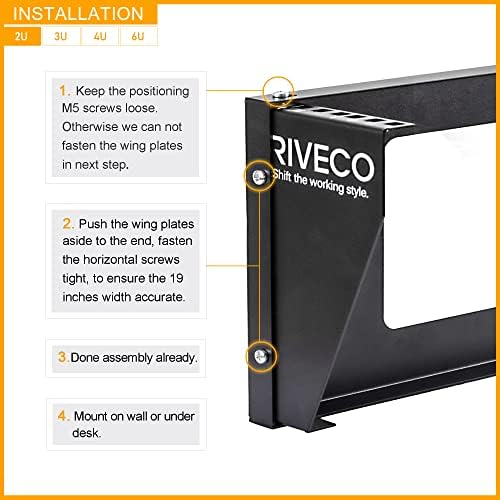 RIVECO 2U Wall Mount Rack for Network| Reinforced Heavy Load 66-99 LBS Small Server Racks Vertical & Horizontal Mounting for 19 inches IT & Studio Equipment. - Image 5