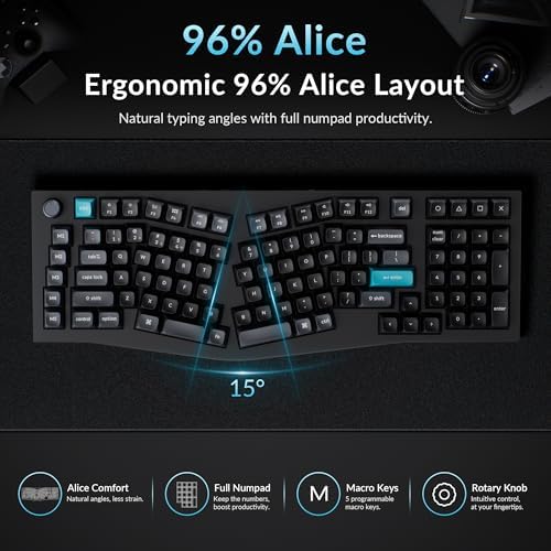 Keychron Q13 Ultra 8K Wireless Mechanical Keyboard, 96% Alice Ergonomic Layout with Numpad, Full Aluminum Custom Keyboard, ZMK, 8000Hz Polling Rate, Hot-Swappable RGB for Mac Windows Linux - Image 2