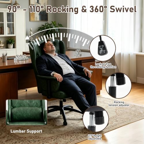 DYHOME Vintage Office Chair Wingback Executive Desk Chair - Image 4