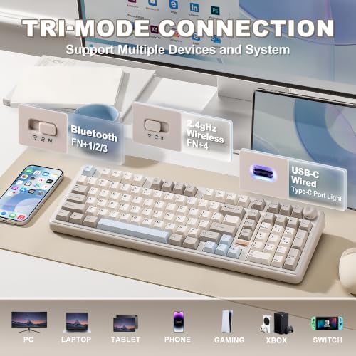 YUNZII B98 PRO 96% Wireless Mechanical Keyboard(Beige, Candy Switch) - Image 3