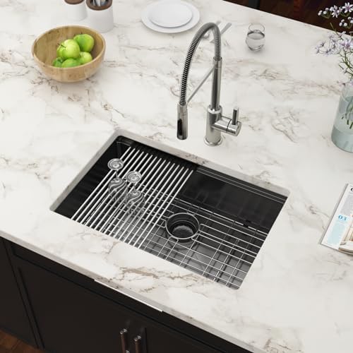 27 Inch Black Undermount Workstation Kitchen Sink with Accessories - Image 3