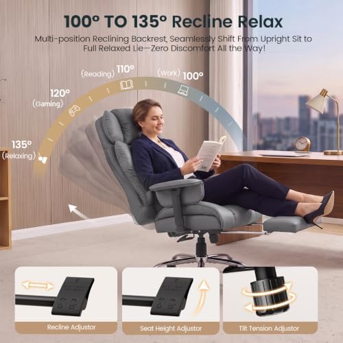 SEDETA Executive Home Office Chairs with Footrest,PU Leather Computer Chair - Image 3