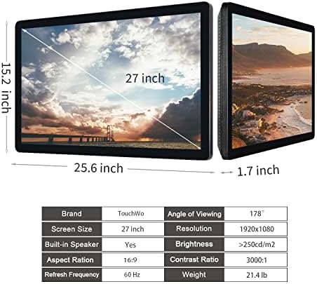 27 inch Touch Screen PC Monitor, Intel i7, 8GB RAM, 256G SSD, 16:9 FHD 1080P, Windows 10, Smart Board for Classroom, Meeting & Home, USB, VGA & HD-MI Monitor - Image 6