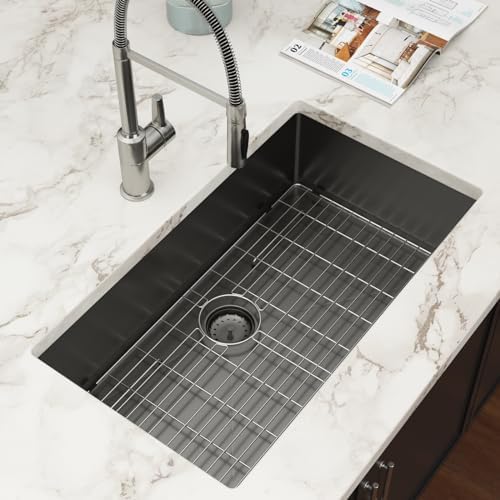 32 Inch Black Undermount 16 Gauge Stainless Steel Kitchen Sink by Couoko